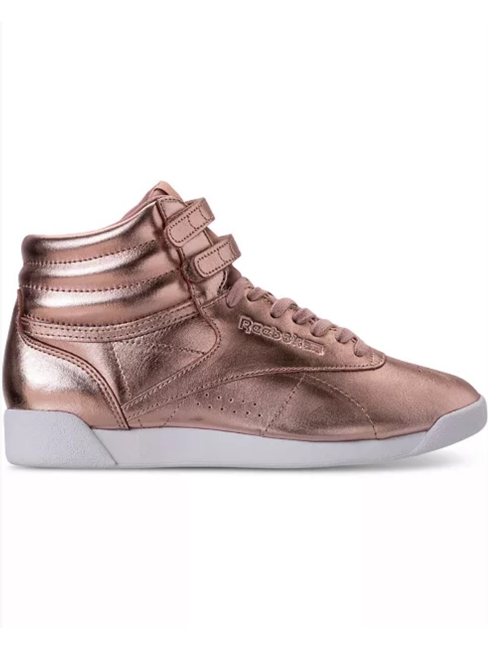 Reebok Freestyle Hi Metallic Rose Gold Sneakers Size 7.5 *EUC*